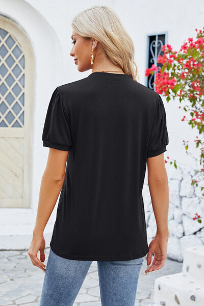 Notched Short Sleeve T-Shirt - Charming Charlie