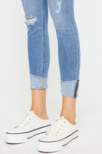 Kancan Distressed Cat's Whiskers Button Fly Jeans - Charming Charlie