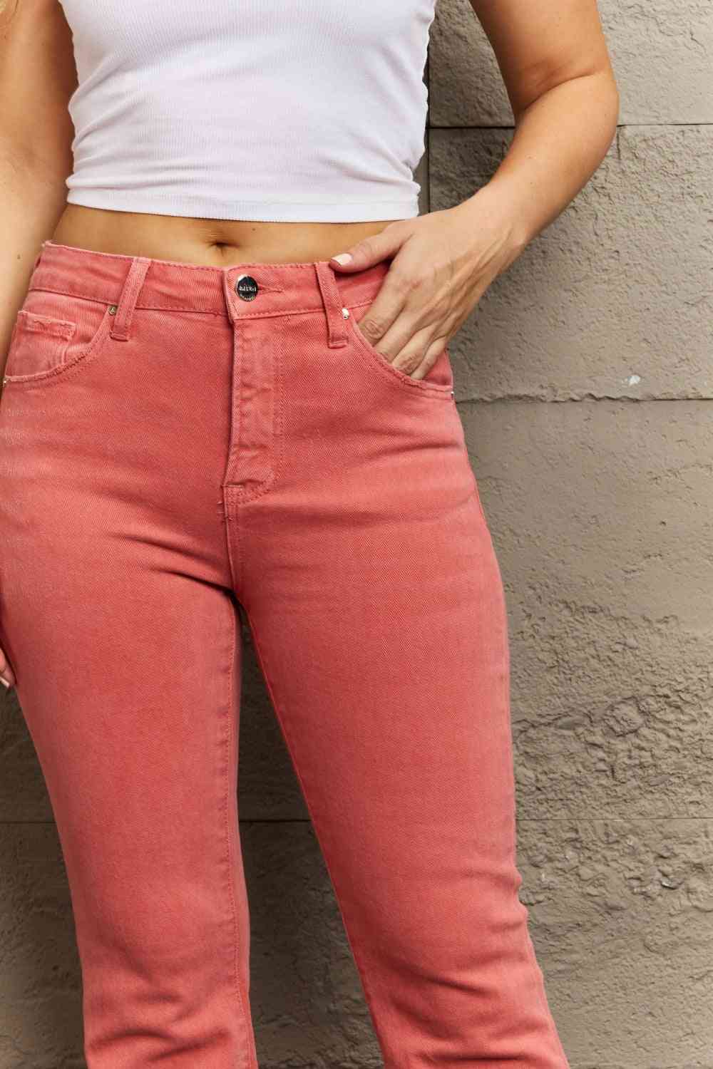 RISEN Bailey Full Size High Waist Side Slit Flare Jeans - Charming Charlie