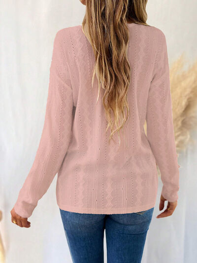 Eyelet V-Neck Dropped Shoulder T-Shirt - Charming Charlie
