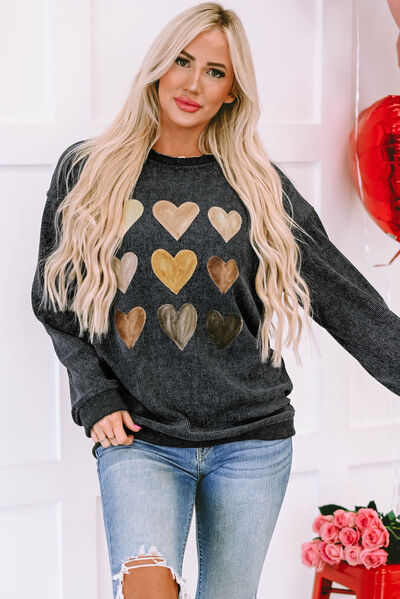 Heart Round Neck Short Sleeve Sweater main image 1