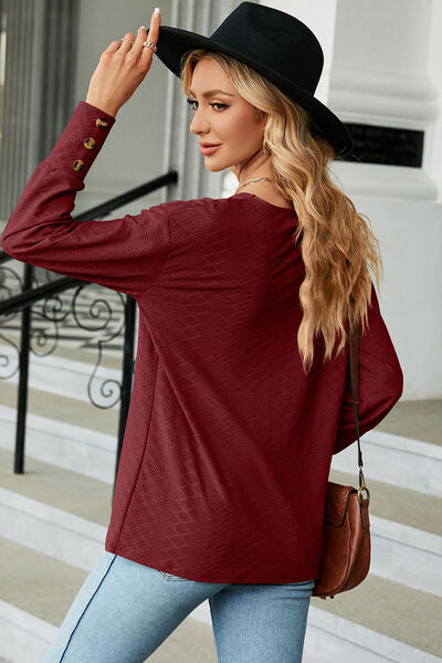V-Neck Lantern Sleeve T-Shirt - Charming Charlie