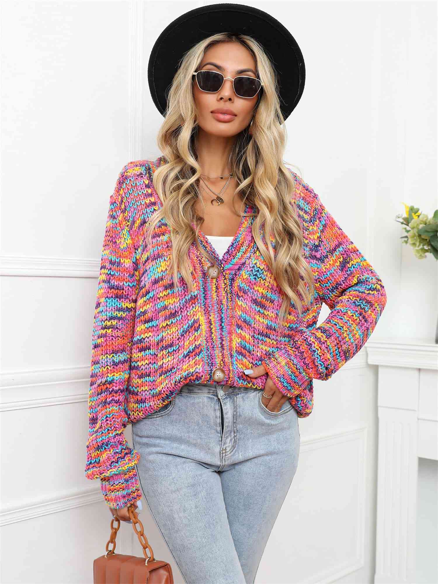 V-Neck Long Sleeve Cardigan - Charming Charlie