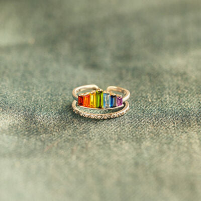 Zircon 925 Sterling Silver Double-Layered Ring - Charming Charlie