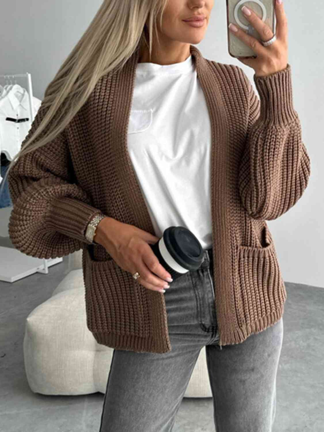 Open Front Dropped Shoulder Cardigan - Charming Charlie