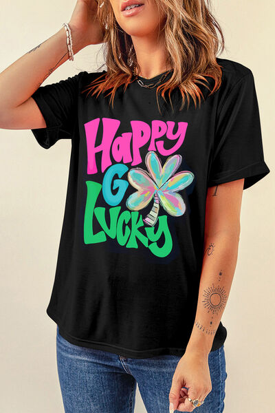 Letter Graphic Round Neck T-Shirt - Charming Charlie