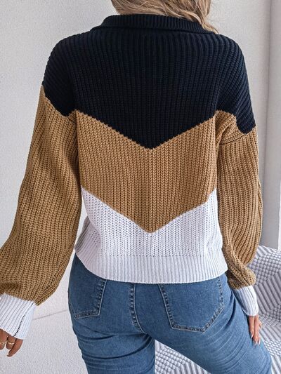 Color Block Dropped Shoulder Sweater - Charming Charlie