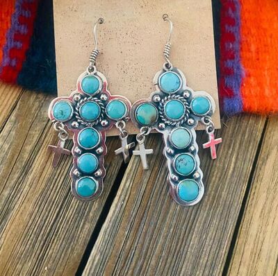 Artificial Turquoise Cross Shape Earrings - Charming Charlie