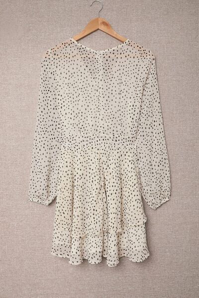 Tied Polka Dot Balloon Sleeve Layered Dress - Charming Charlie