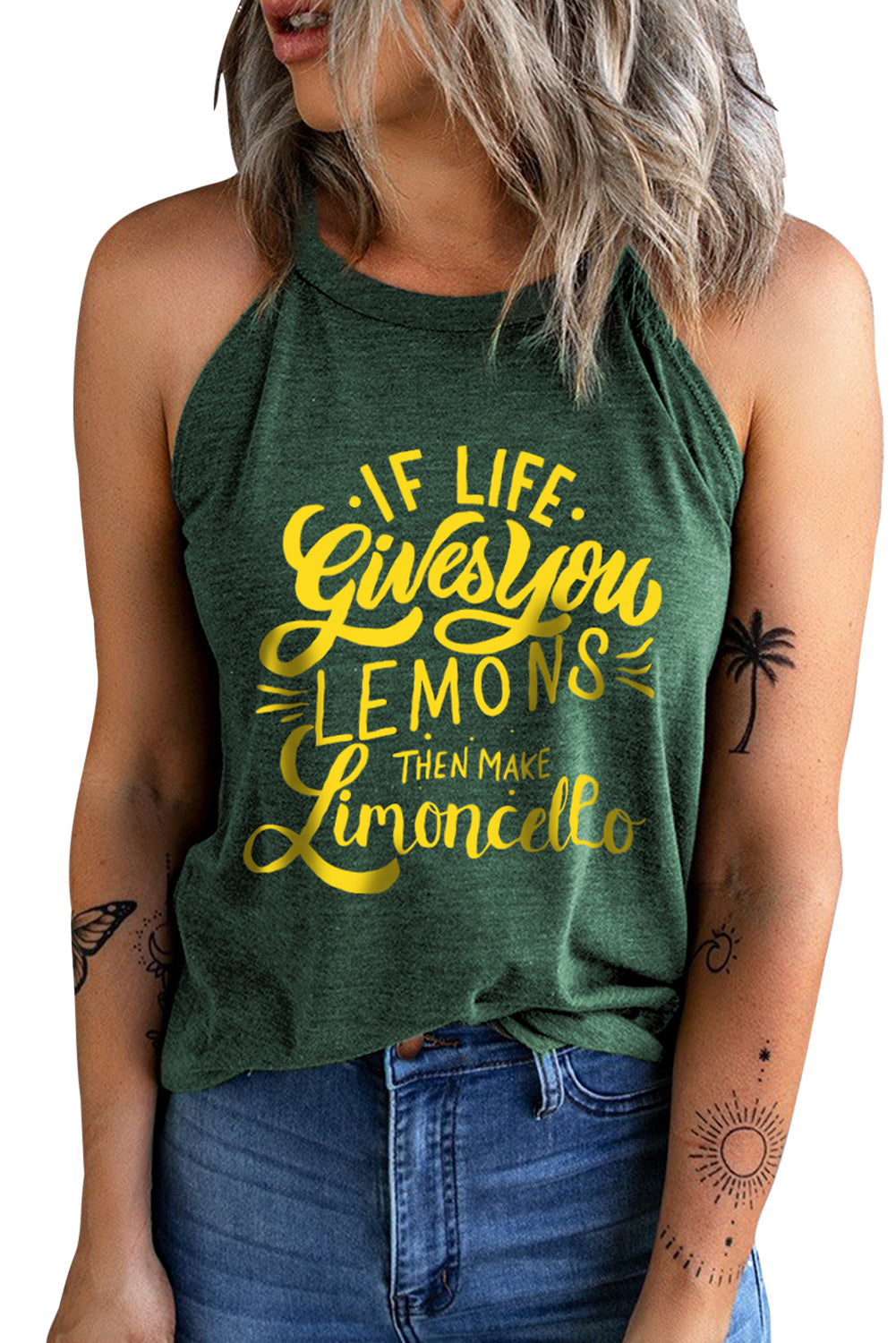 Slogan Graphic Round Neck Tank - Charming Charlie