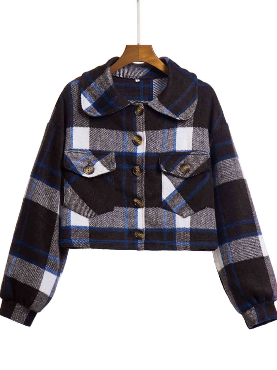 Plaid Button Front Jacket with Pockets - Charming Charlie