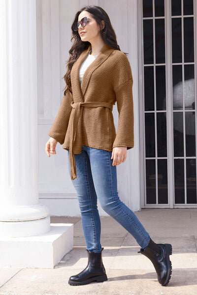 Tied Open Front Long Sleeve Cardigan - Charming Charlie