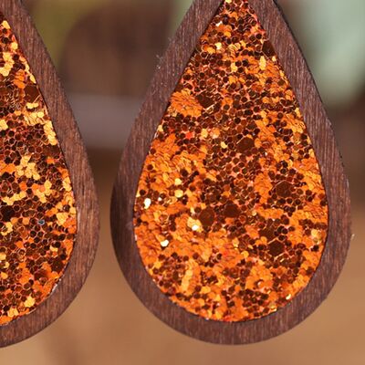 Sequin Wood Teardrop Earrings - Charming Charlie