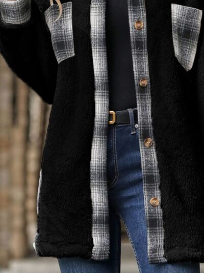 Plaid Contrast Dropped Shoulder Coat - Charming Charlie