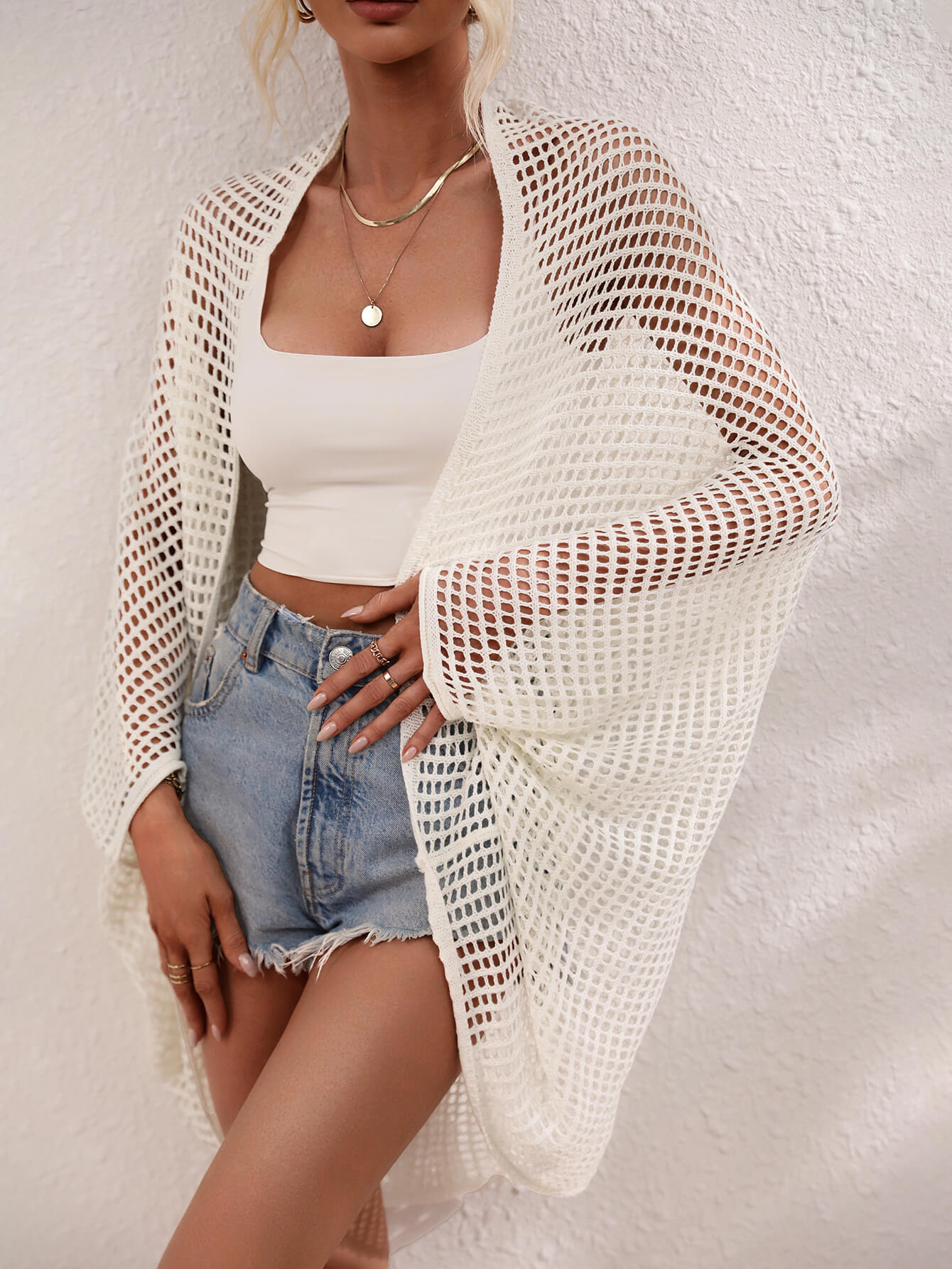 Openwork Open Front Longline Cover Up - Charming Charlie