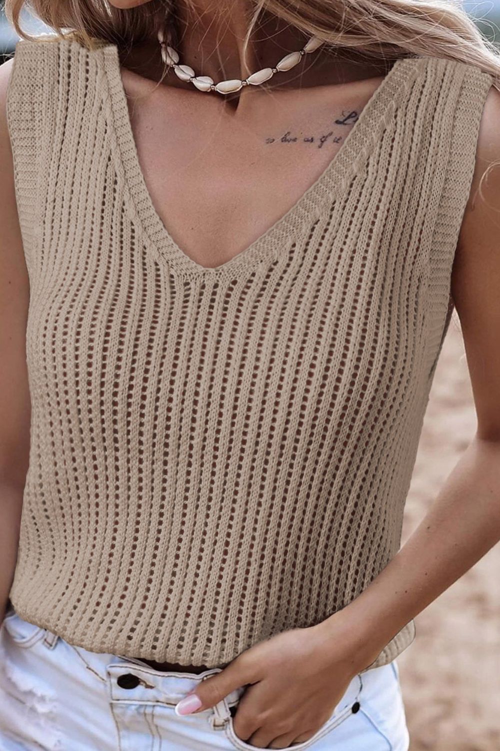 V-Neck Wide Strap Knit Vest - Charming Charlie