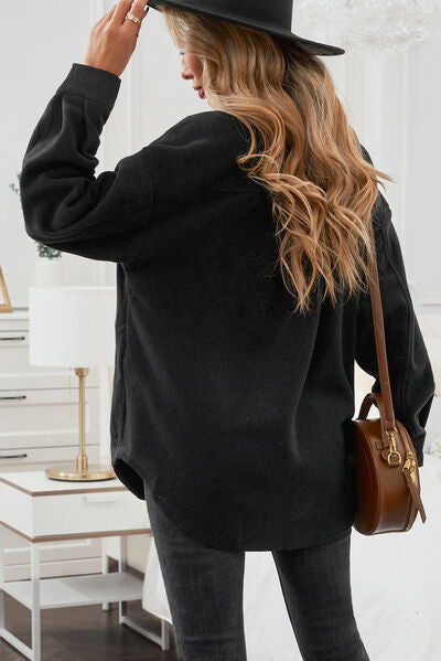 Button Up Collared Neck Long Sleeve Jacket - Charming Charlie