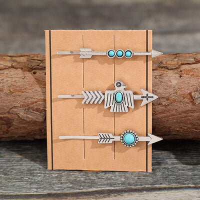 3 PCS/Set Artificial Turquoise Hair Pins - Charming Charlie