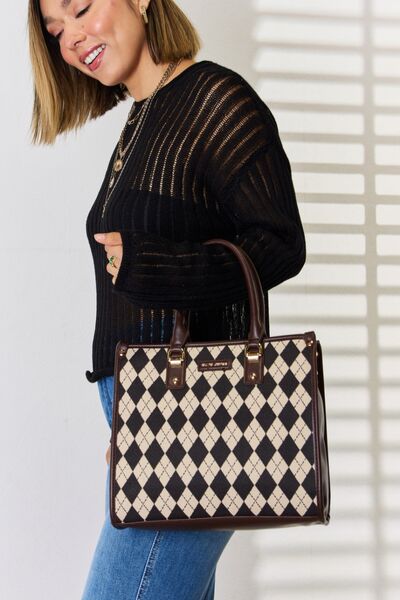 David Jones Argyle Pattern PU Leather Handbag - Charming Charlie