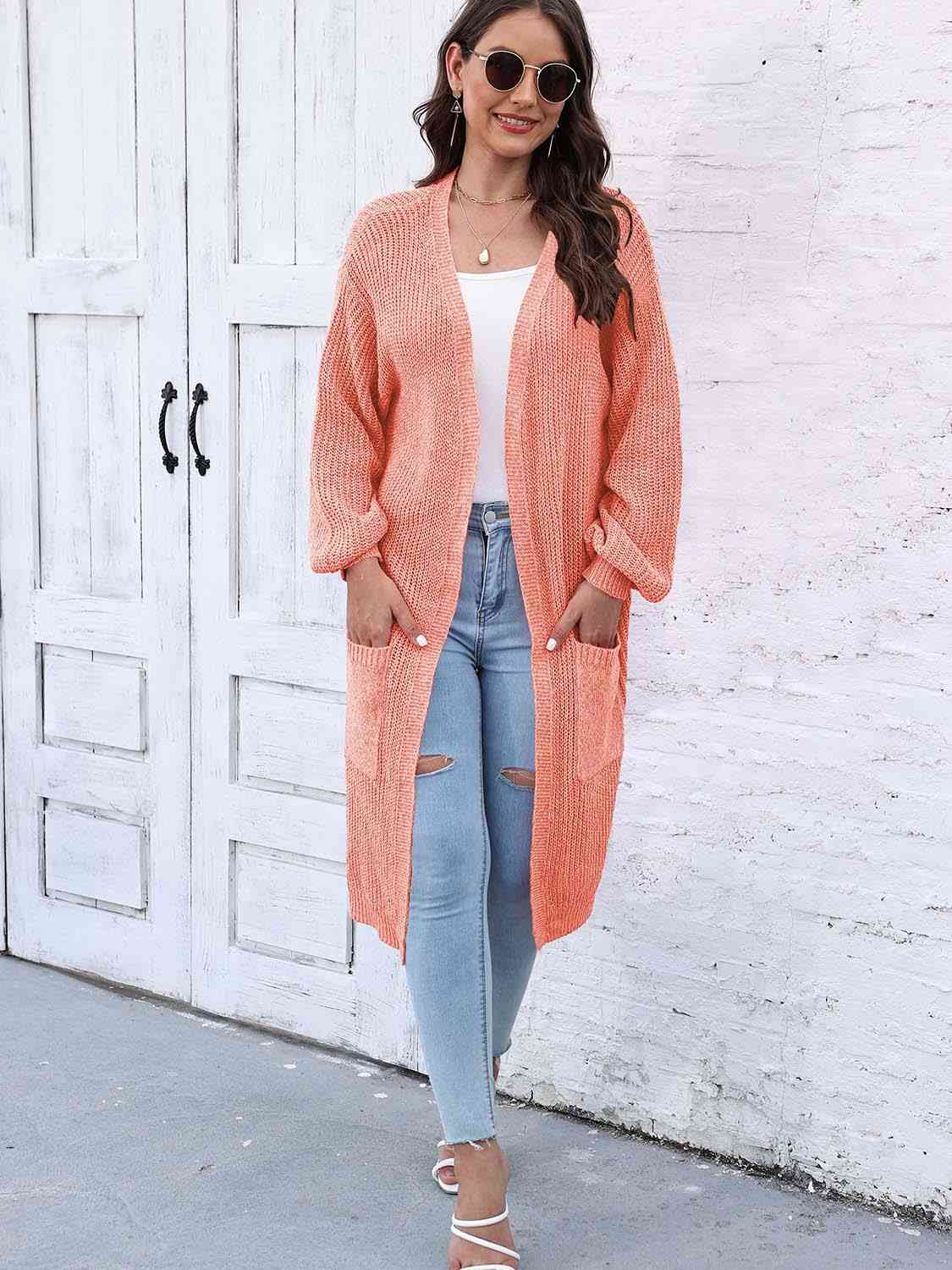 Open Front Longline Cardigan with Pockets - Charming Charlie