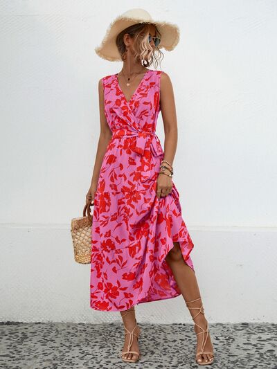 Tied Printed Surplice Tiered Dress - Charming Charlie