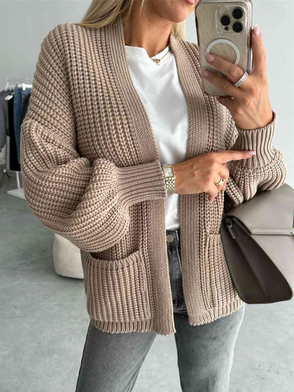 Open Front Dropped Shoulder Cardigan - Charming Charlie