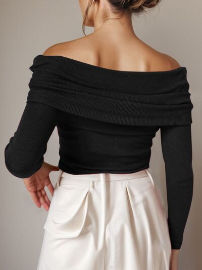 Off-Shoulder Long Sleeve Sweater - Charming Charlie