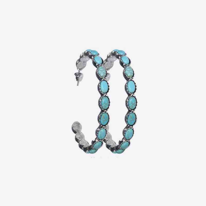 Artificial Turquoise C-Hoop Earrings - Charming Charlie