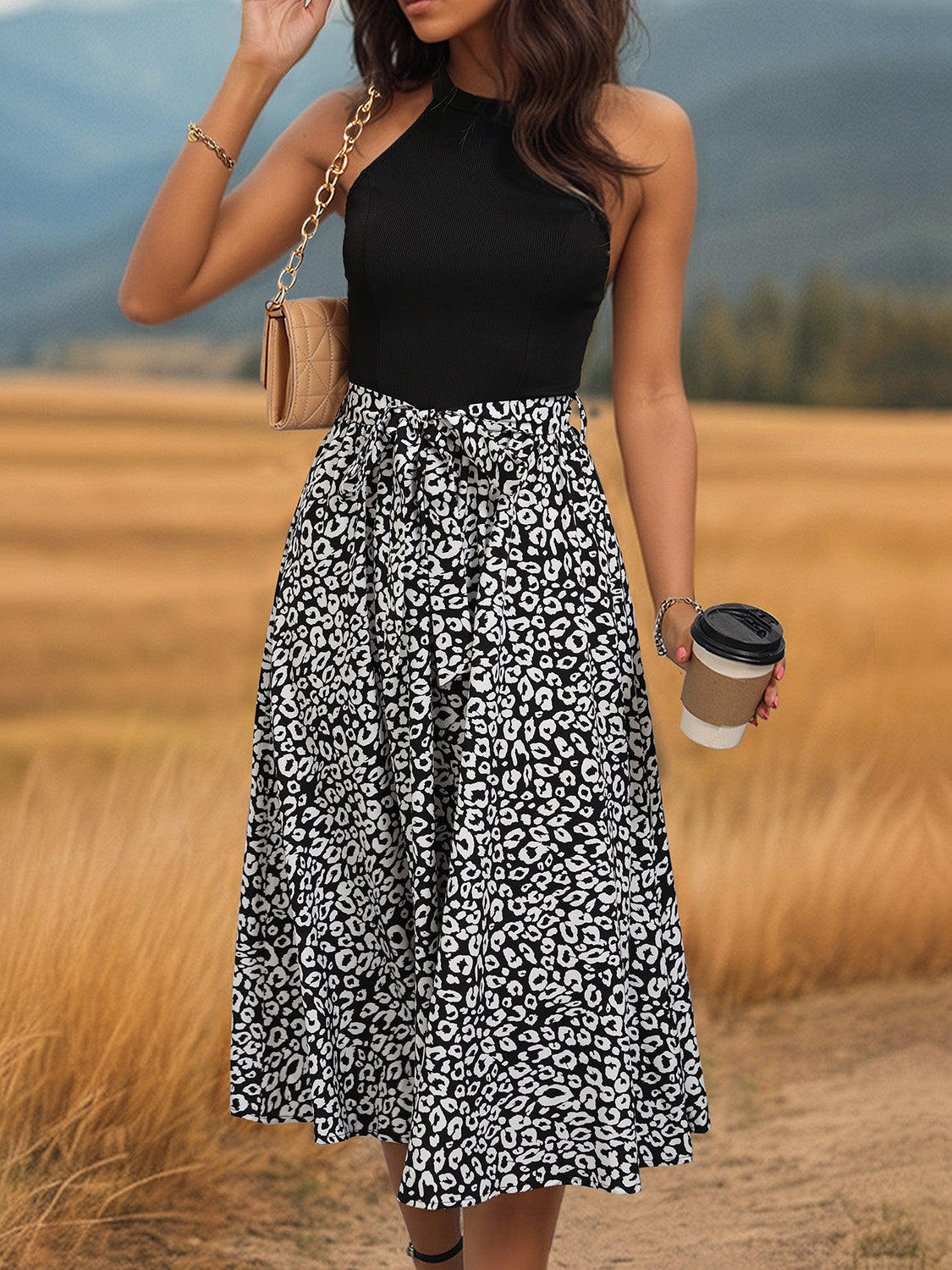 Leopard Halter Neck Midi Dress - Charming Charlie