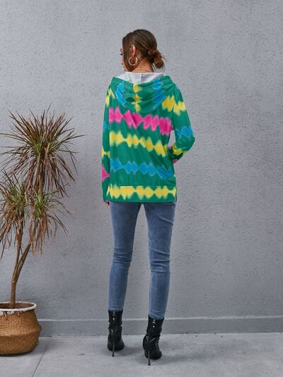 Contrast Quarter Zip Dropped Shoulder Hoodie - Charming Charlie