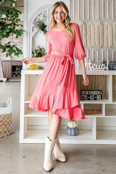 Reborn J Tie Front Ruffle Hem Dress - Charming Charlie
