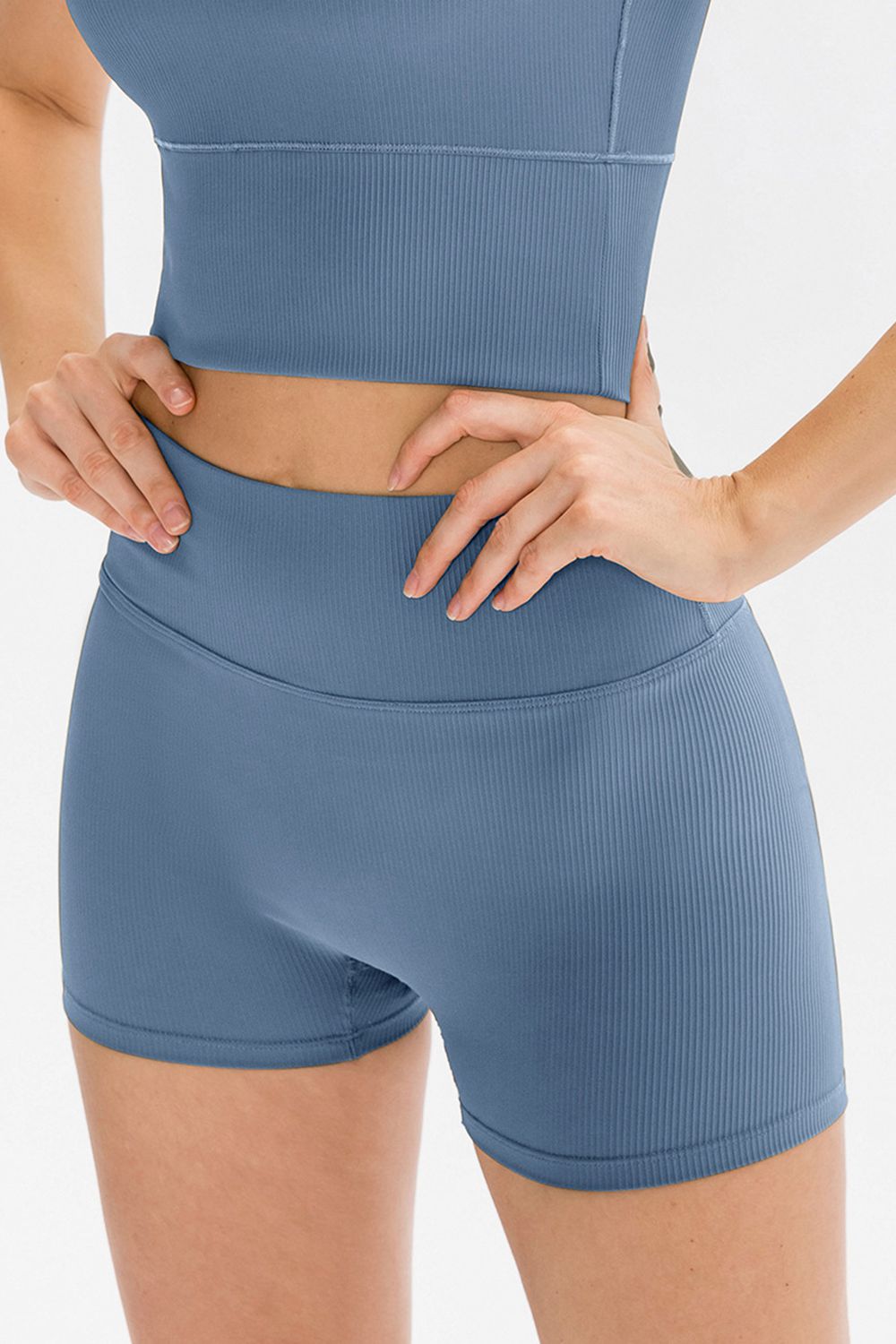 Slim Fit Wide Waistband Sports Shorts - Charming Charlie