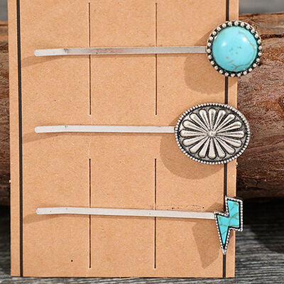 3 PCS/Set Artificial Turquoise Hair Pins - Charming Charlie