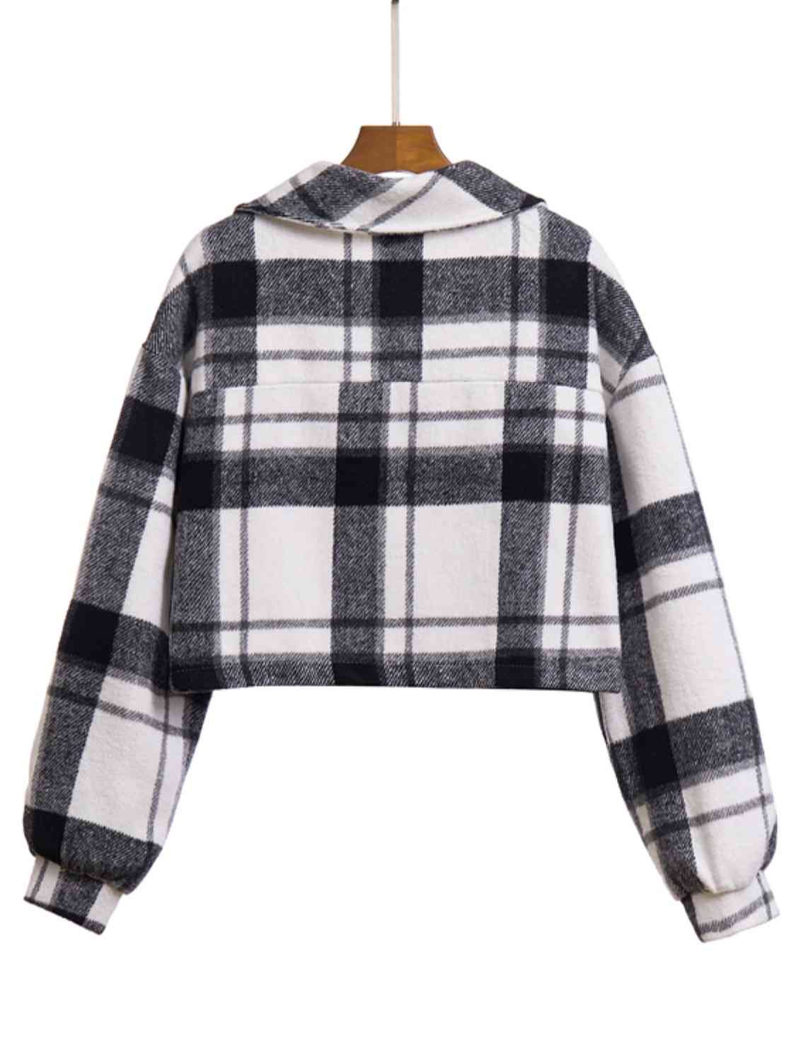 Plaid Button Front Jacket with Pockets - Charming Charlie