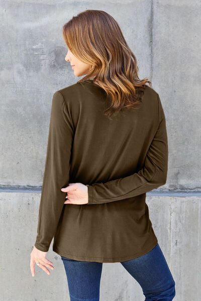 Basic Bae Full Size V-Neck Long Sleeve Top - Charming Charlie