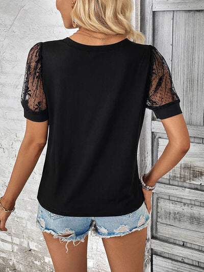 Bow Pattern V-Neck Short Sleeve T-Shirt - Charming Charlie