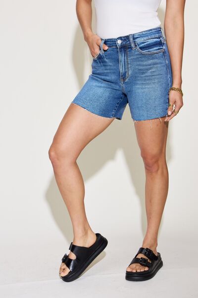 Judy Blue Full Size High Waist Slim Denim Shorts - Charming Charlie