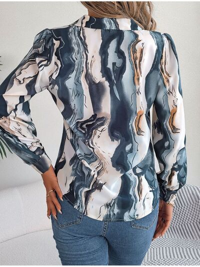 Printed Button Up Long Sleeve Shirt - Charming Charlie