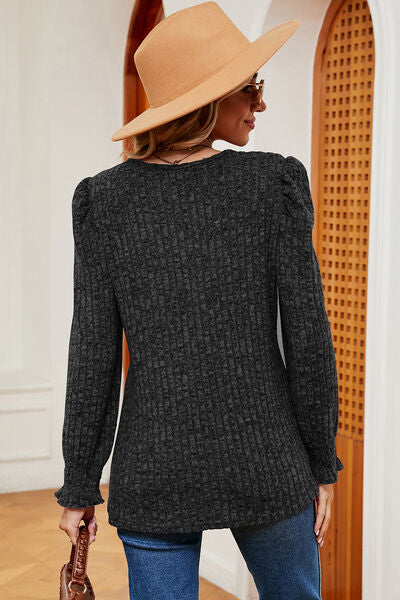 Square Neck Flounce Sleeve T-Shirt - Charming Charlie