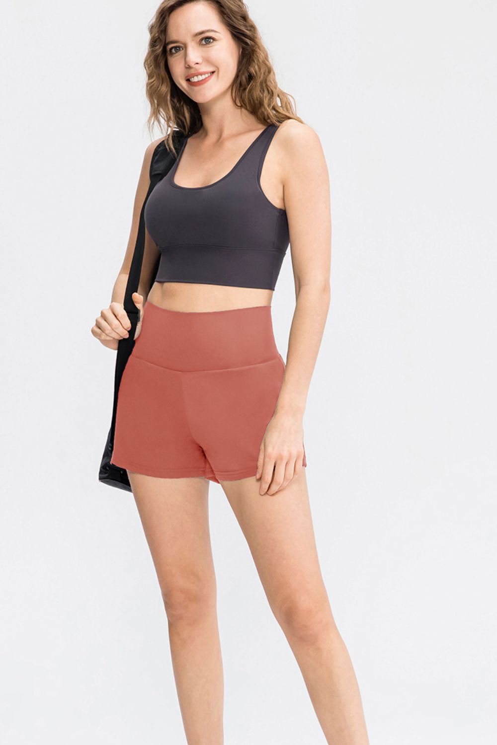 Wide Waistband Sports Shorts with Pockets - Charming Charlie
