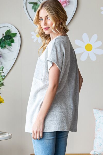 Heimish Full Size Pocketed Round Neck Short Sleeve T-Shirt - Charming Charlie