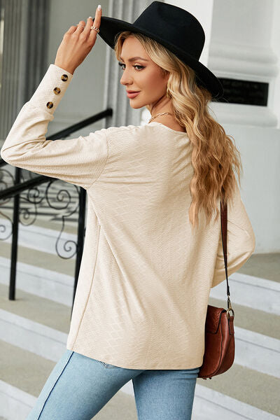 V-Neck Lantern Sleeve T-Shirt - Charming Charlie