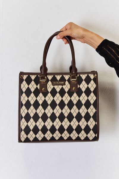 David Jones Argyle Pattern PU Leather Handbag - Charming Charlie