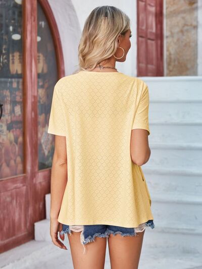 Eyelet Open Front Short Sleeve Cover Up - Charming Charlie