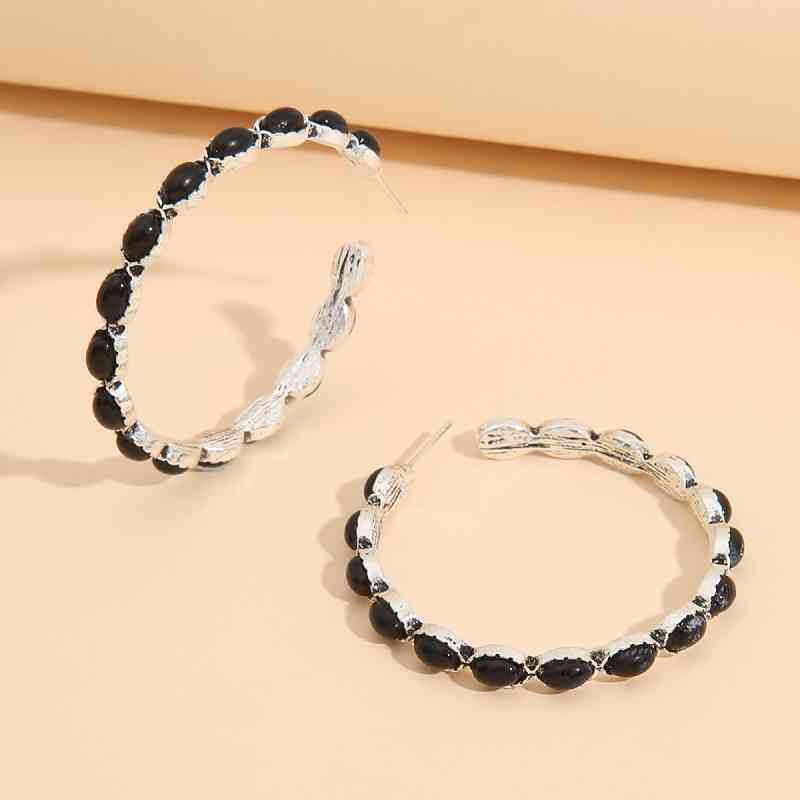Artificial Turquoise C-Hoop Earrings - Charming Charlie