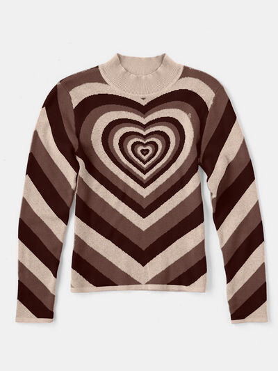 Heart Mock Neck Long Sleeve Sweater - Charming Charlie
