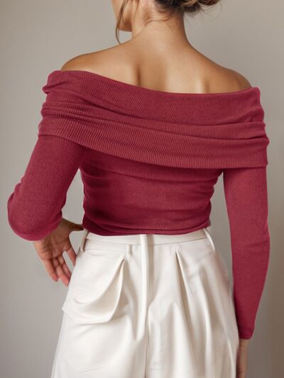Off-Shoulder Long Sleeve Sweater - Charming Charlie