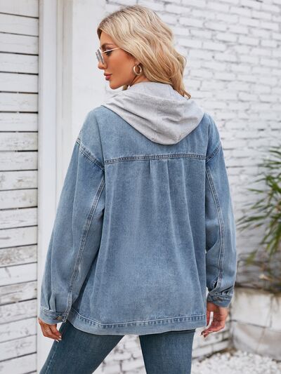 Pocketd Button Up Detachable Hooded Denim Jacket - Charming Charlie