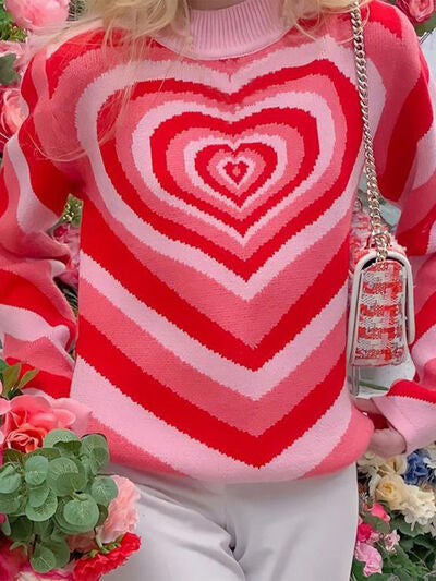 Heart Mock Neck Long Sleeve Sweater - Charming Charlie