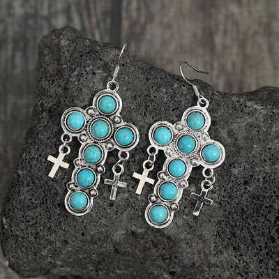 Artificial Turquoise Cross Shape Earrings - Charming Charlie